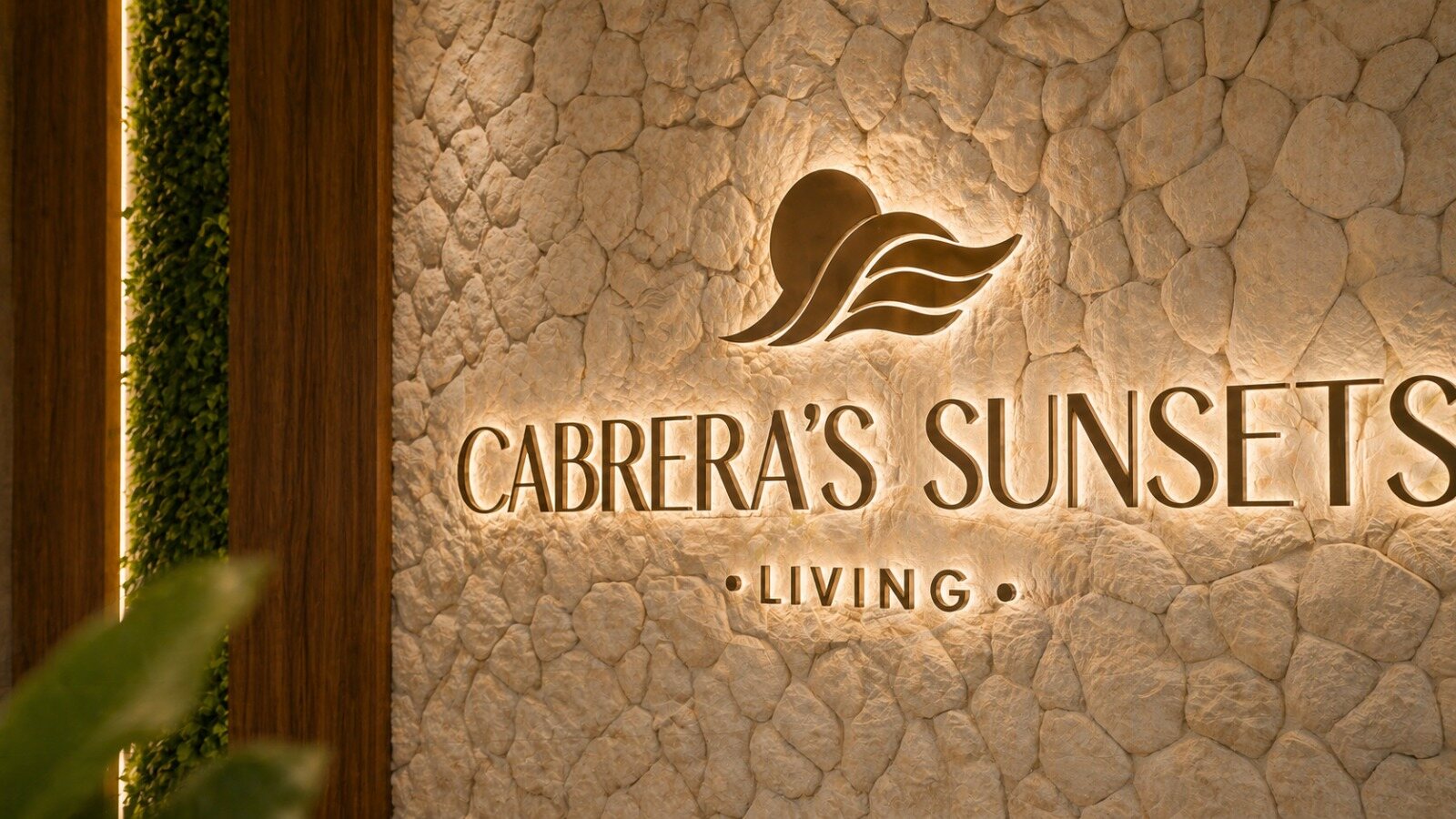 Letrero retroiluminado de Cabrera’s Sunsets Living